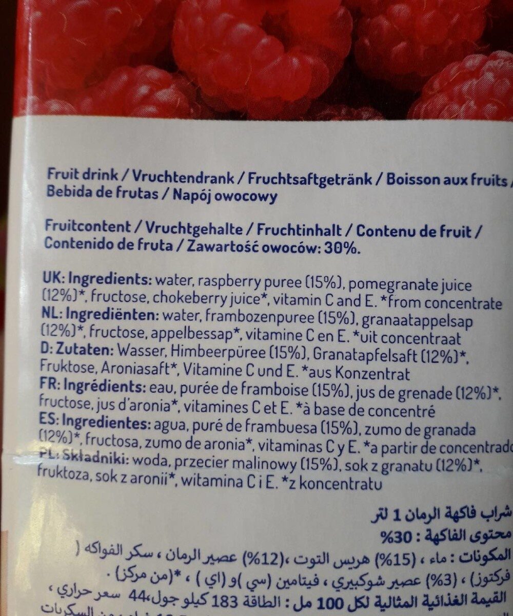 Jus pomergranate rasberry - Ingrediënten - fr