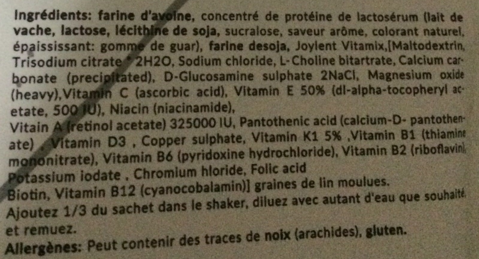 Plenny shake Vanilla - Ingredients - fr