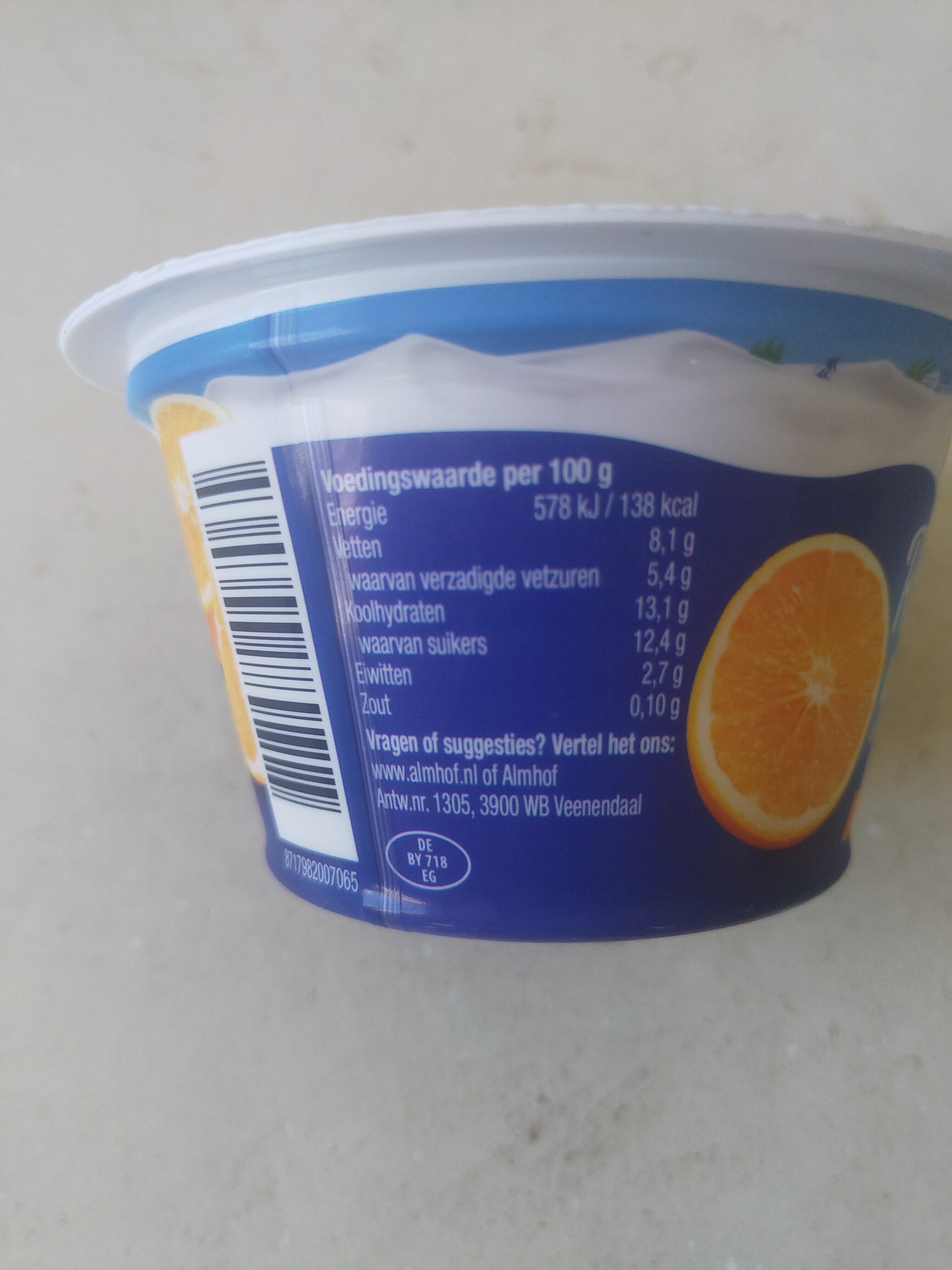 room yoghurt Spaanse sinaasappel - Voedingswaarden