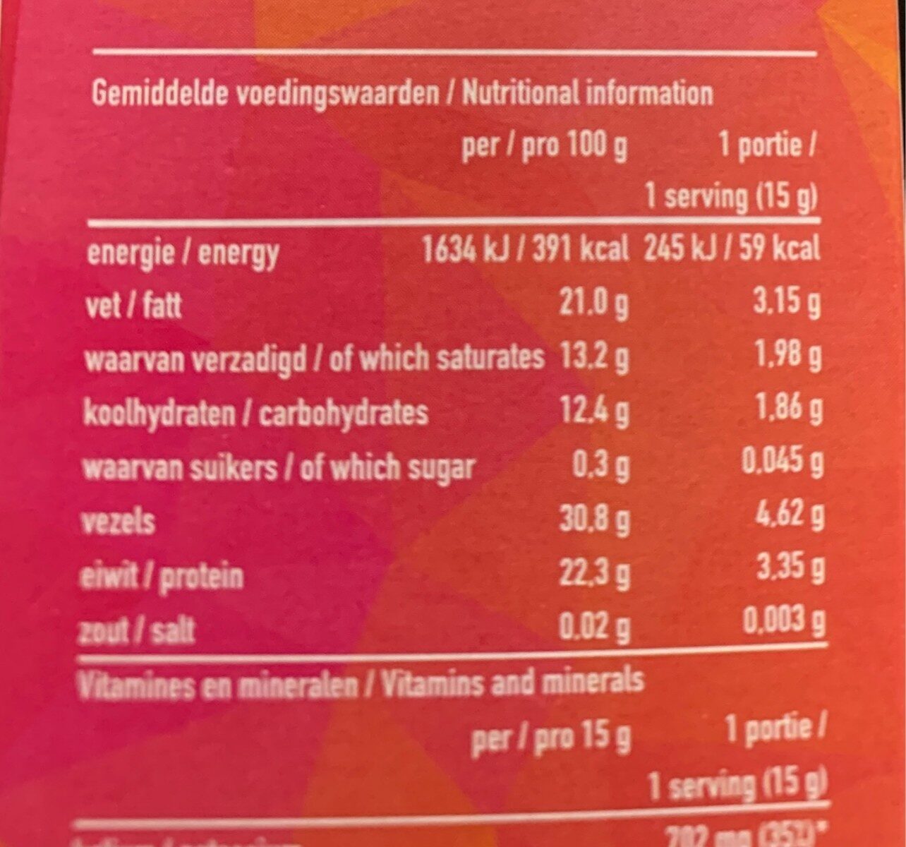 Cocoa powder organic - Voedingswaarden