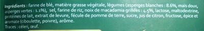 Velouté en duo d'asperges blanches et vertes et noix de macadamia grillées - Ingredients - fr