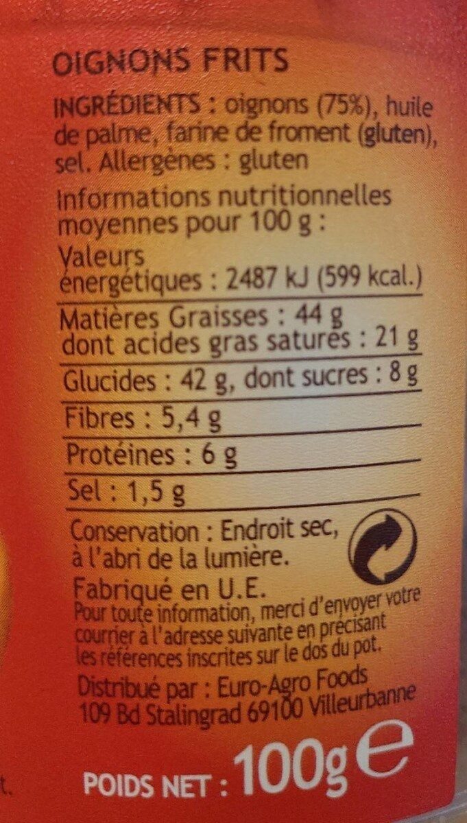 Crousti-oignons - Nutrition facts - fr