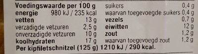 krokante kipfiletschnitzel - Tableau nutritionnel - nl