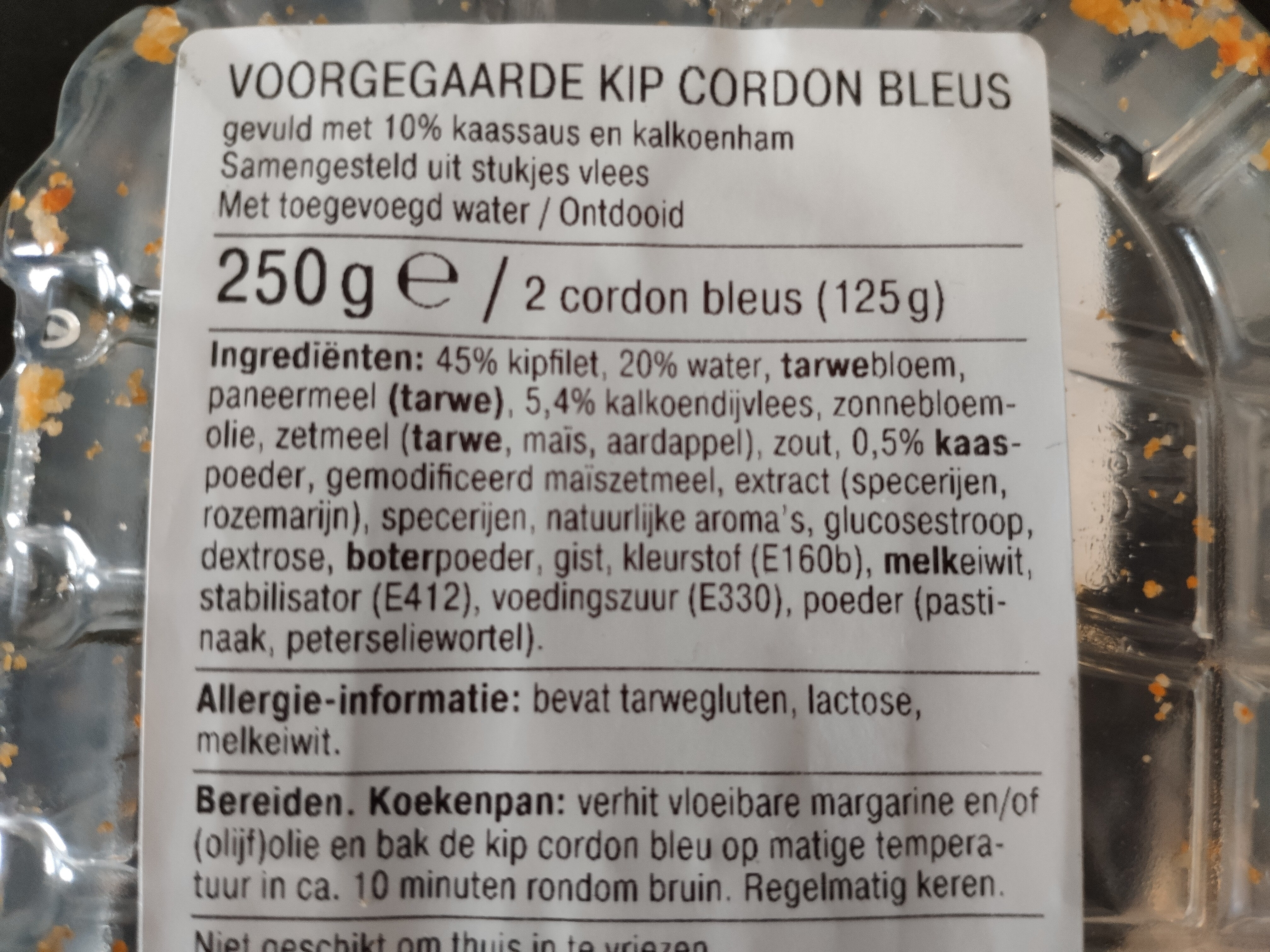 Voorgegaarde Kip Cordon Bleus - Ingrediënten - de