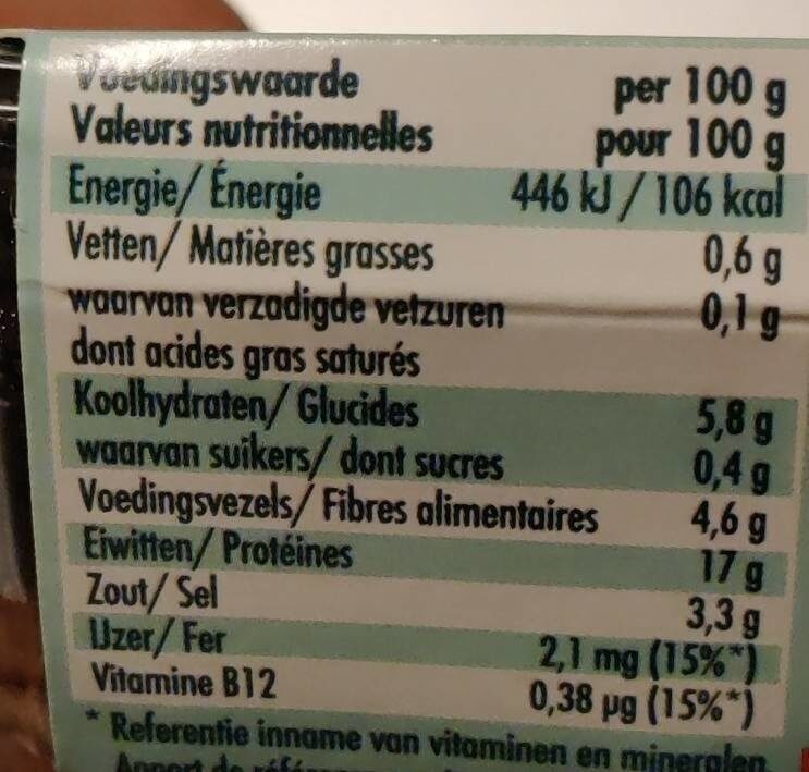 bacon vegetal - Voedingswaarden - fr