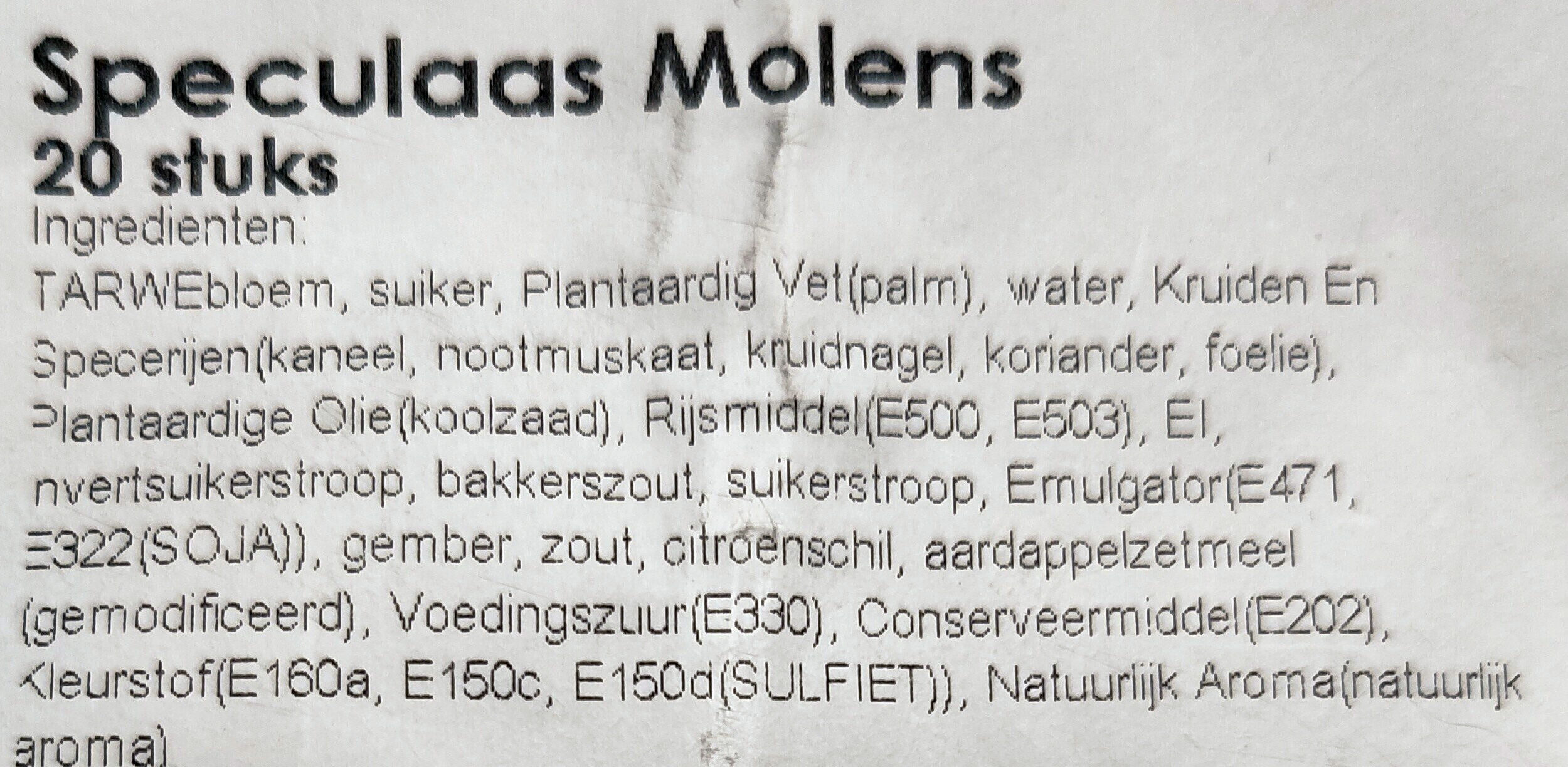 Arnhemse Speculaasmolens - Ingrediënten