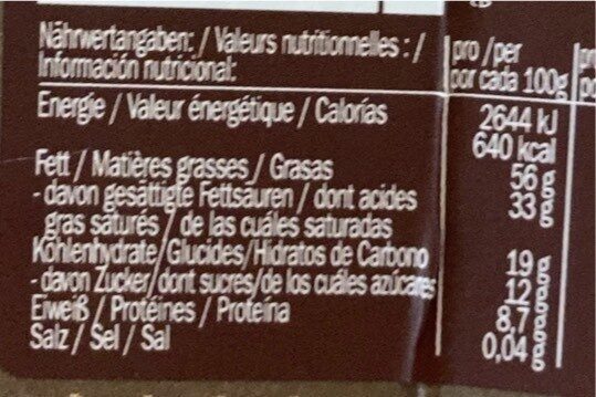 RAW Chocolate Bar Extra Pur 94% Kakao - Nährwertangaben