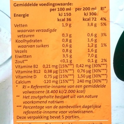 Jumbo Soya Drink Ongezoet - Nutrition facts - nl