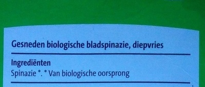 Biologische Bladspinazie - Ingrediënten