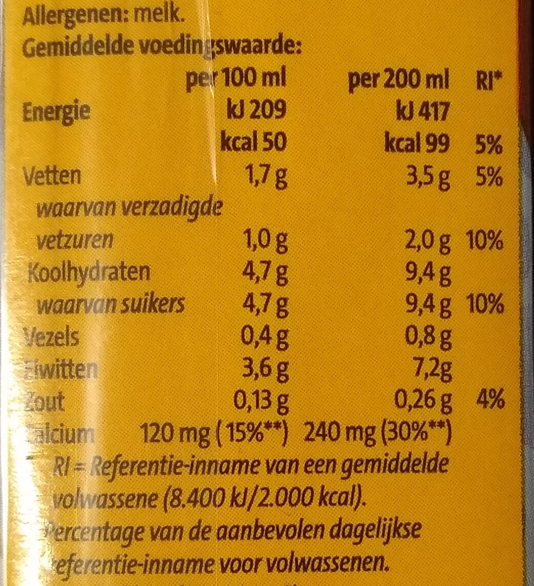 Chocolade melk - Voedingswaarden