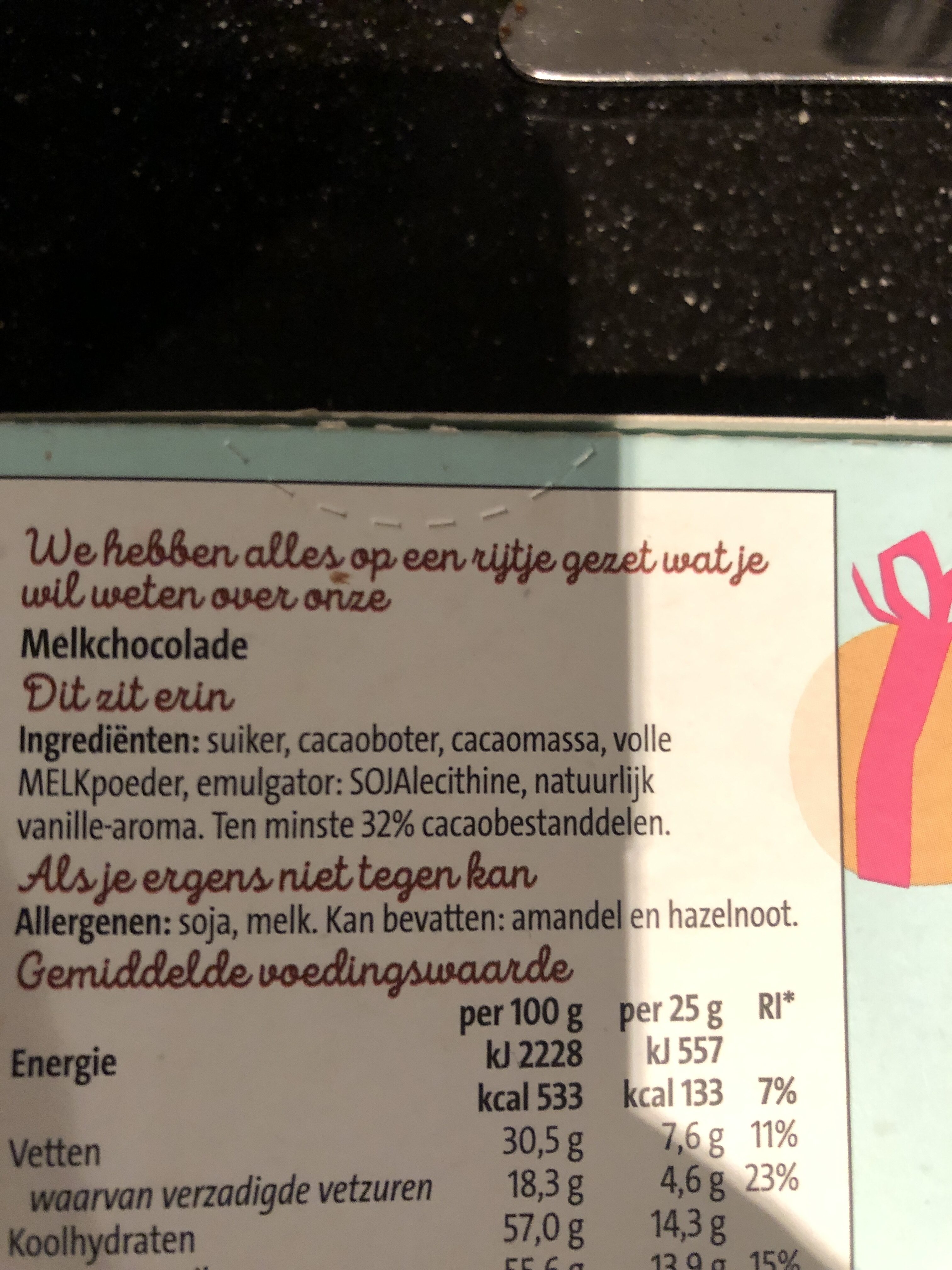 chocoladeletter melk - Ingrediënten