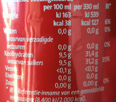 Cola regular - Voedingswaarden