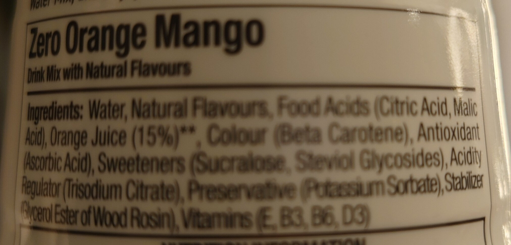 sodastream Waters Zeros Orange Mango - Ingredients - fr