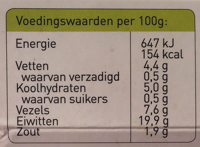 Vegetarische Kipstuckjes - Tableau nutritionnel - nl
