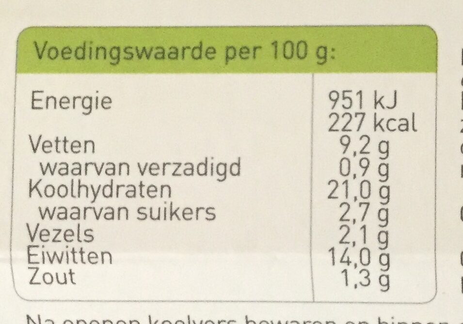 Vegetarische Kipnuggets - Nutrition facts - nl
