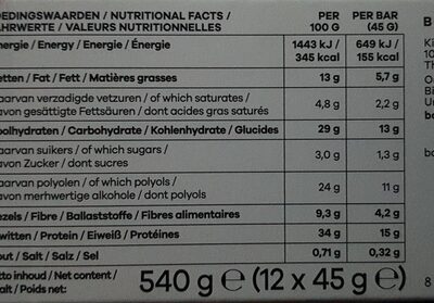 Smart Bar - Nutrition facts - fr