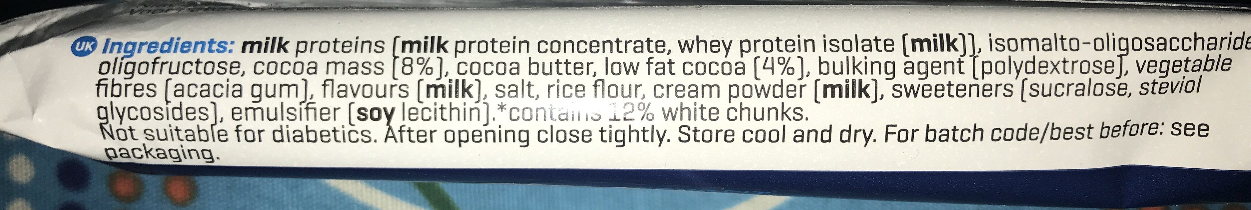 Clean Protein Bar, Chocolate & White Chunks - Ingredients - fr