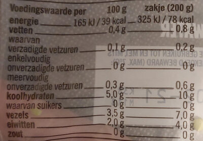 Sperziebonen - Tableau nutritionnel - nl