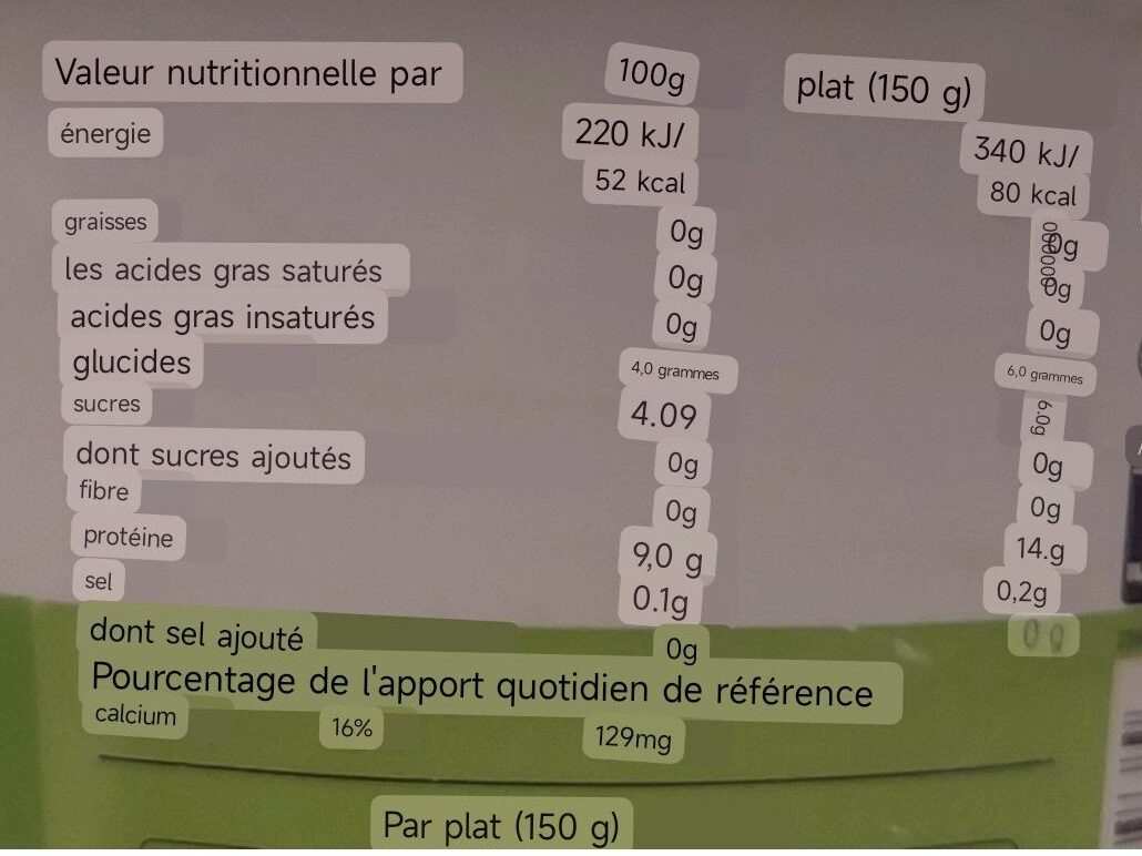Magere Franse kwark - Tableau nutritionnel - nl