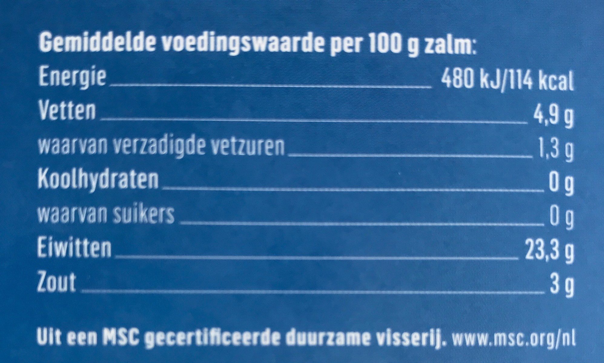 Gerookte wilde zalm - Nutrition facts - nl