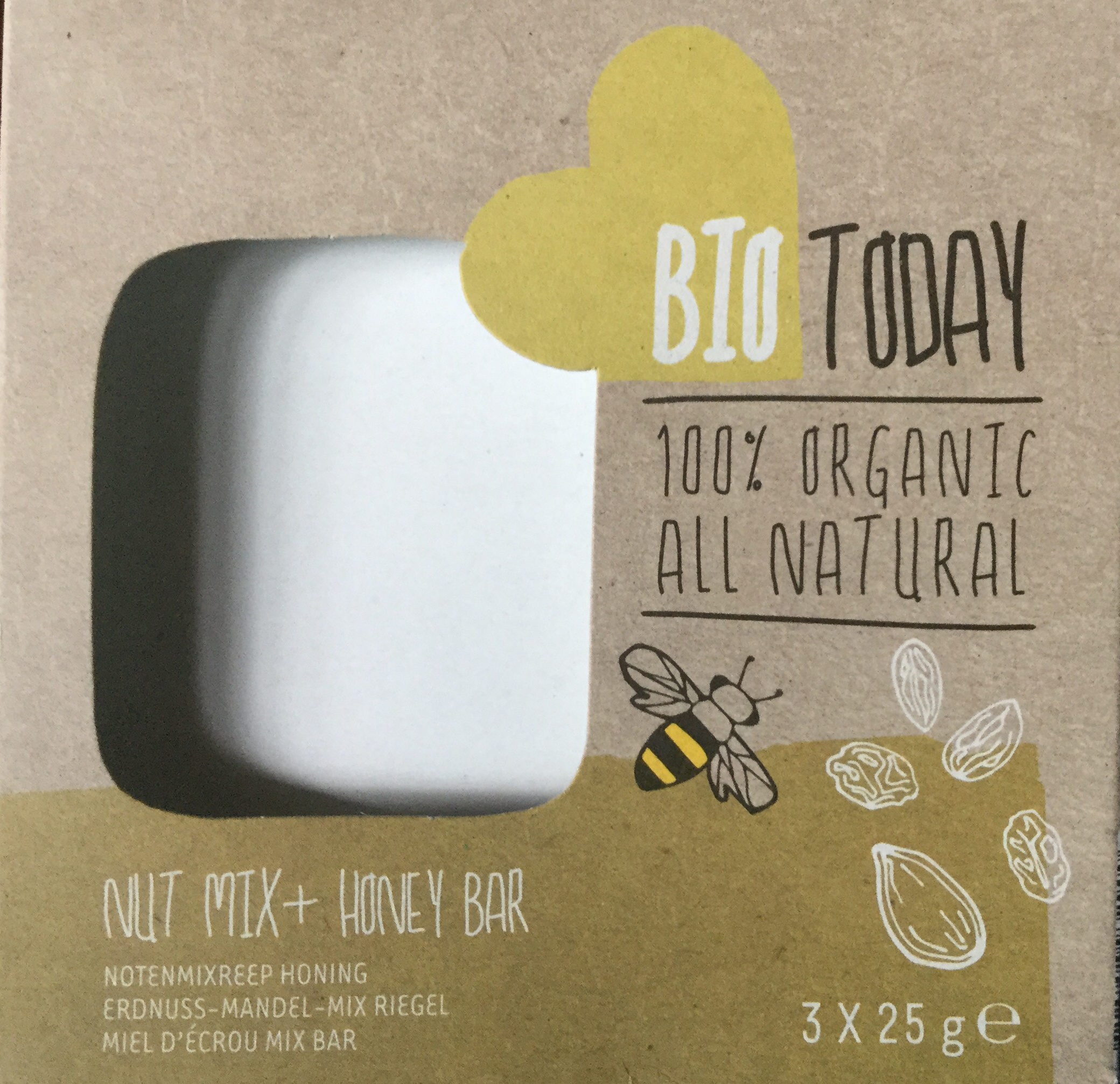 Bio Today Nut Mix + Honey Bar (notenmixreep Honing) - Product - en