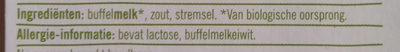 Biologische Buffelmozzarella 52+ - Ingrediënten