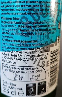 Brouwers Premium Pilsener - Ingredienser - nl