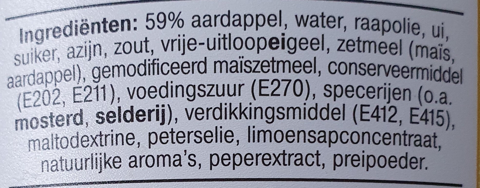 Aardappelsalade - Ingredients - nl