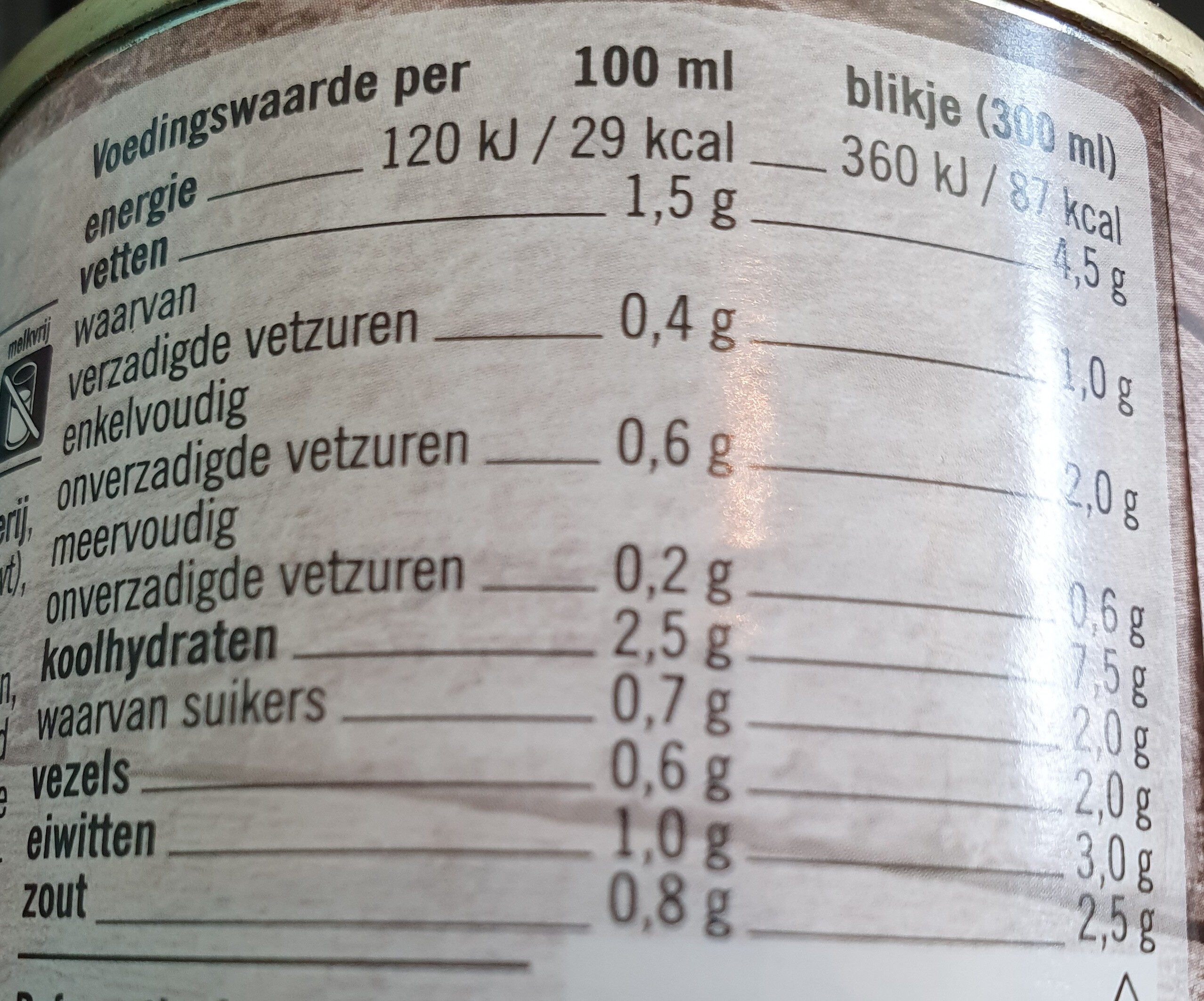 Gevulde groentesoep - Nutrition facts - nl