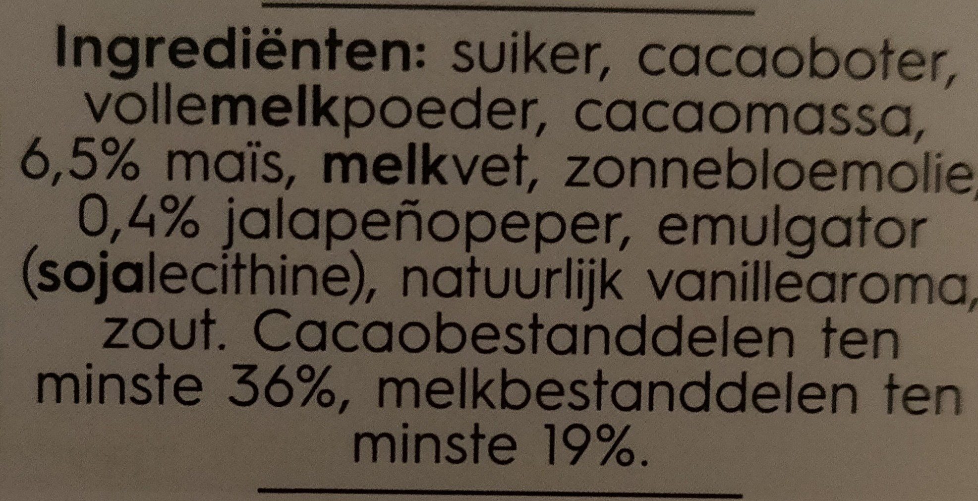 Melk Geroosterde Maïs Jalapeno Peper - Ingredients - nl