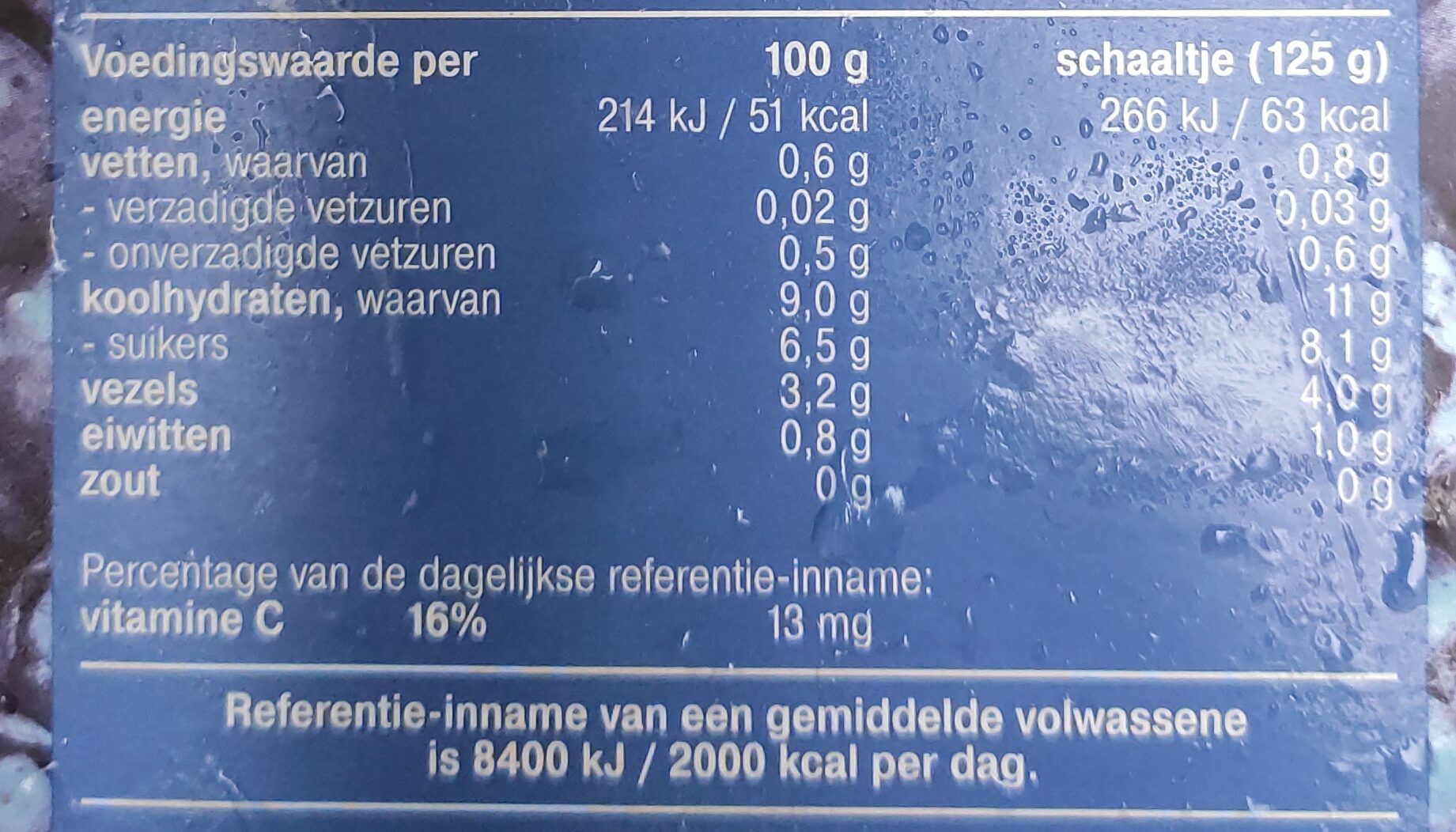 Wilde bosbessen - Nutrition facts - nl