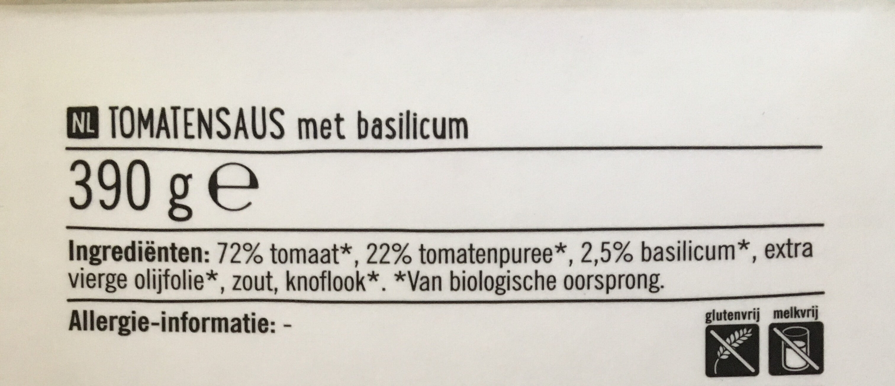 Biologische Pastasaus Basilicum - Ingrediënten