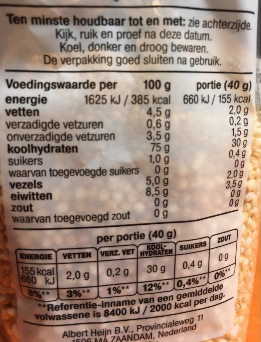 100% Quinoa gepoft - Voedingswaarden - fr