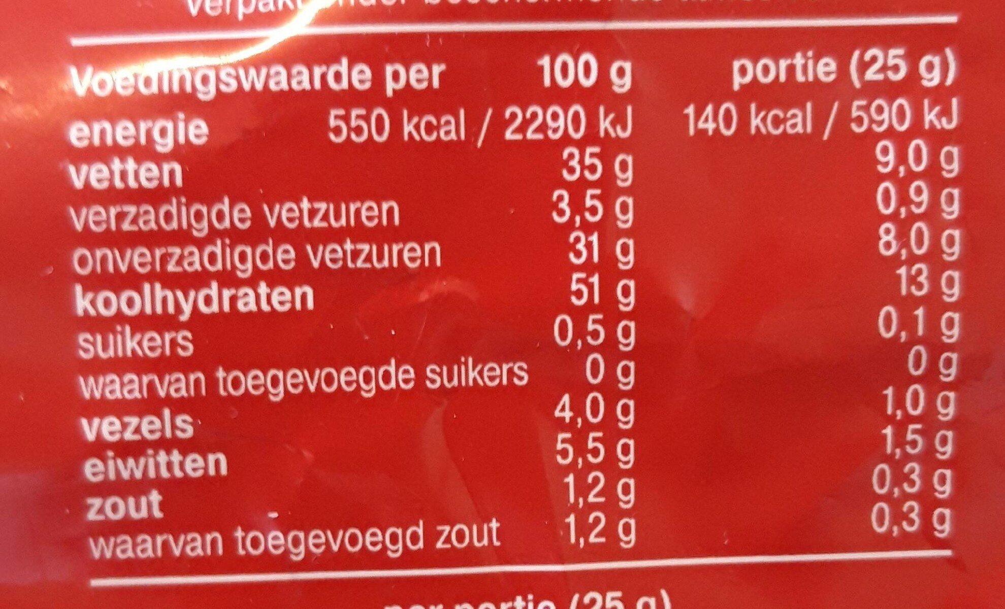 Chips naturel - Tableau nutritionnel - nl