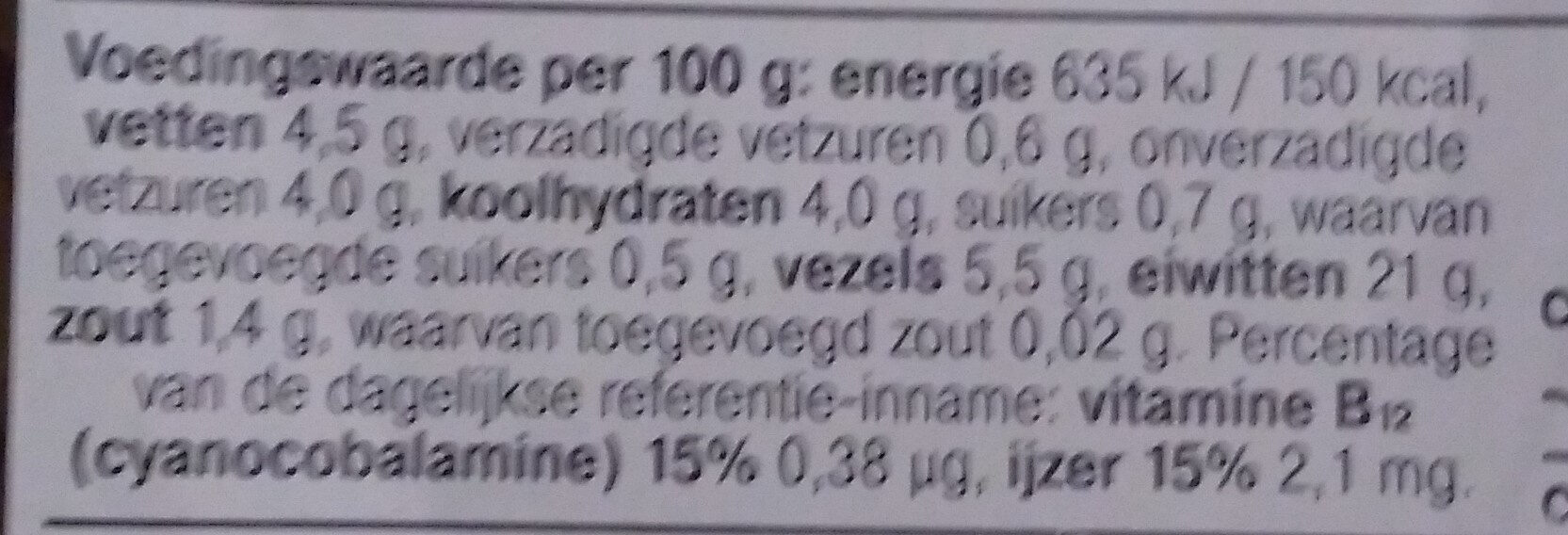 Vegetarische basis wokstukjes - Näringsfakta - nl