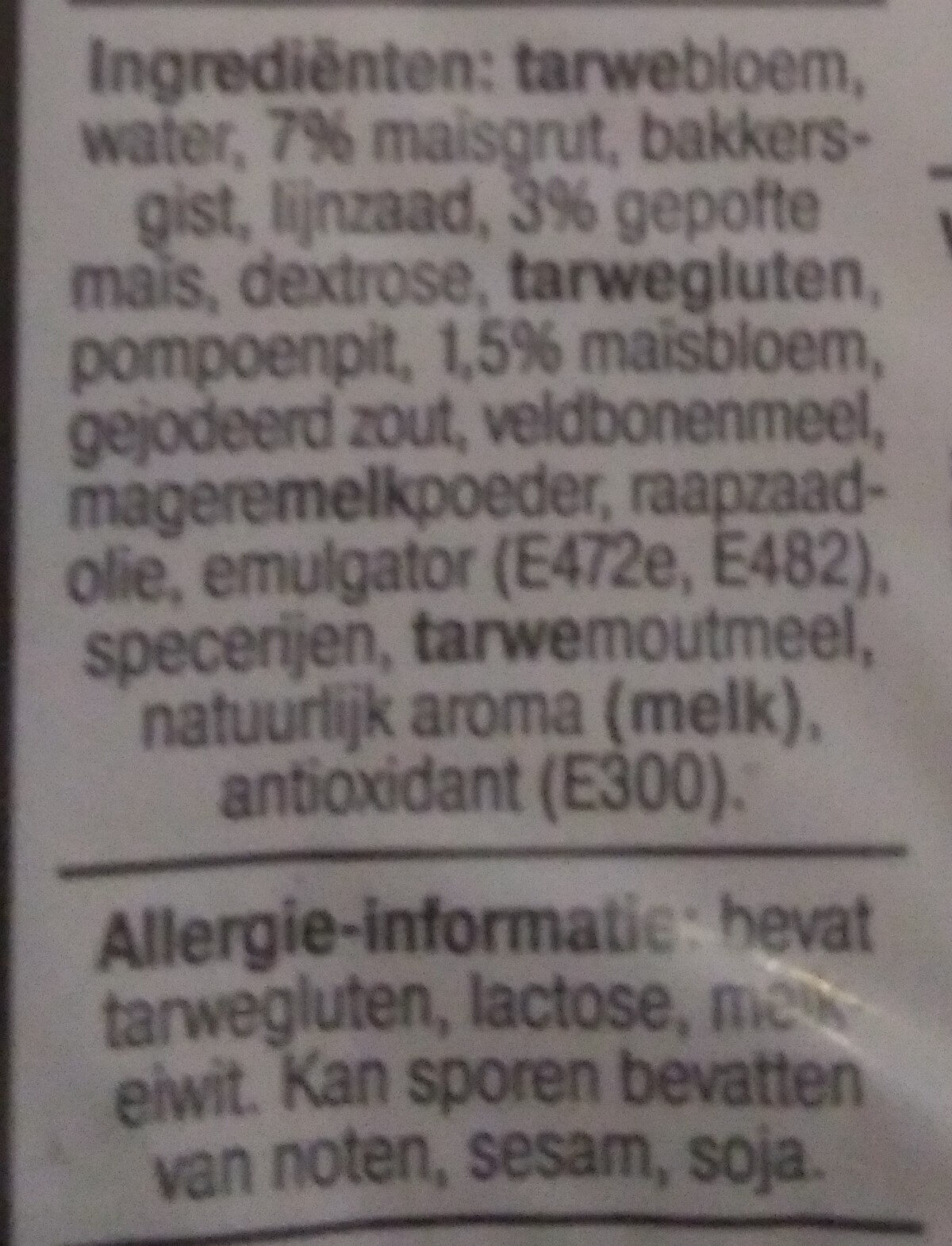 Bakkers Bollen Mais - Ingredienser - nl