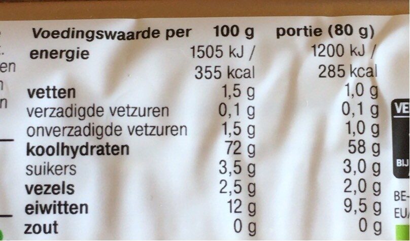 Spaghetti 100% durumtarwe - Nutrition facts - nl