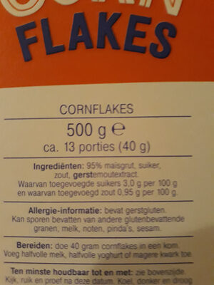 Corn flakes - Ingrédients - nl