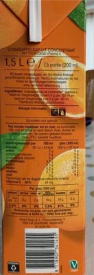 Sinaasappel sap - Tableau nutritionnel