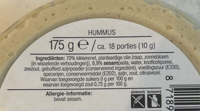 Hummus naturel - Ingrediënten
