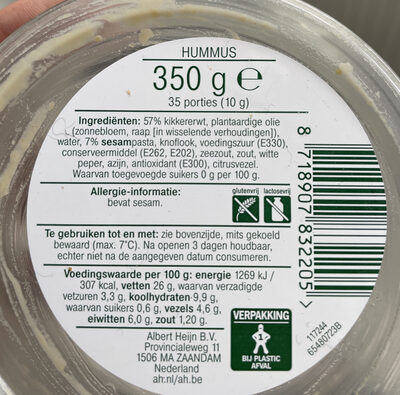 Hummus - Ingrediënten - en
