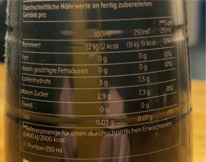 Mountain Dew - Nutrition facts - nb