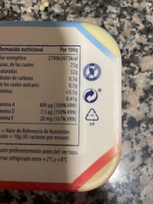 Margarina - Instrucciones de reciclaje y/o información de embalaje