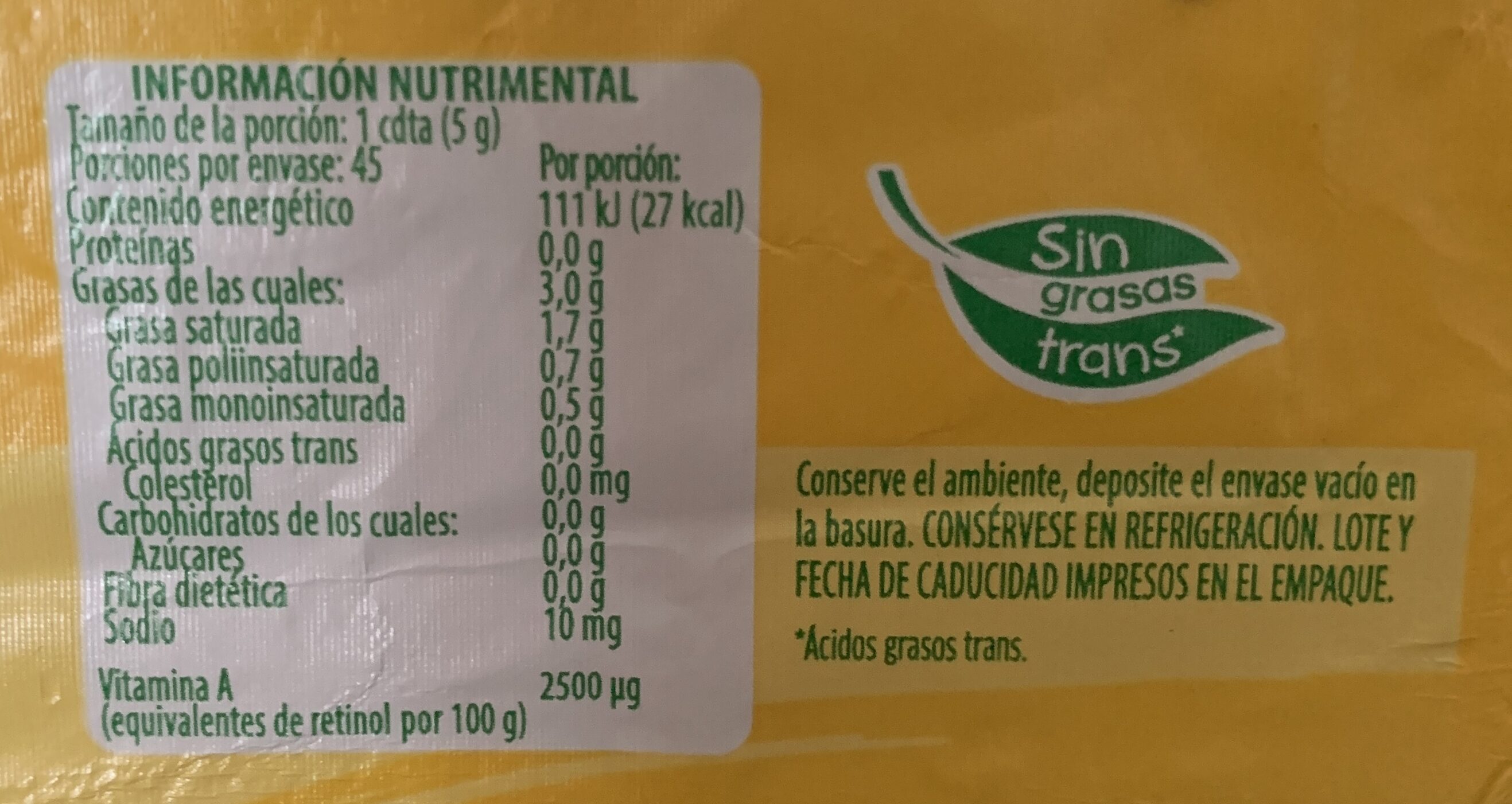 Margarina Iberia - Valori nutrizionali - en