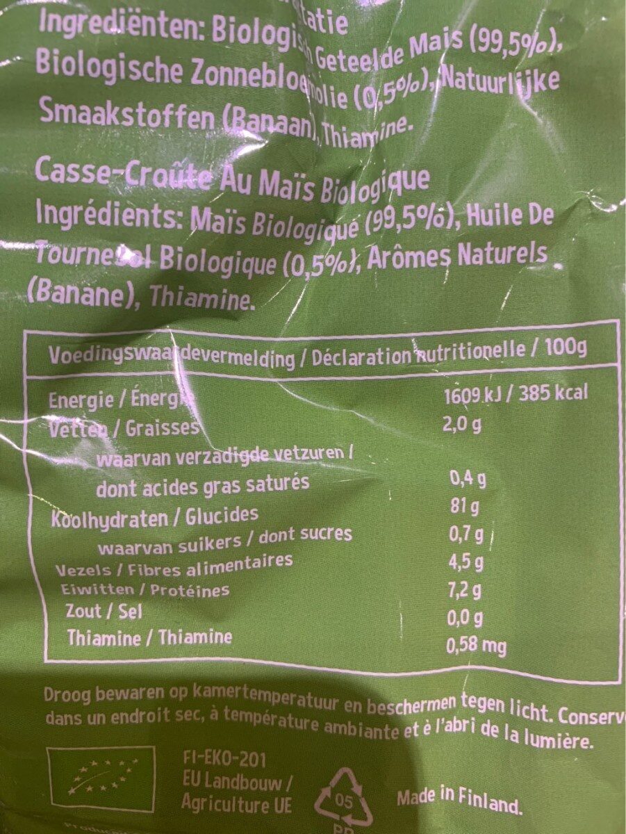 Baby maïs finguers - Nutrition facts - fr