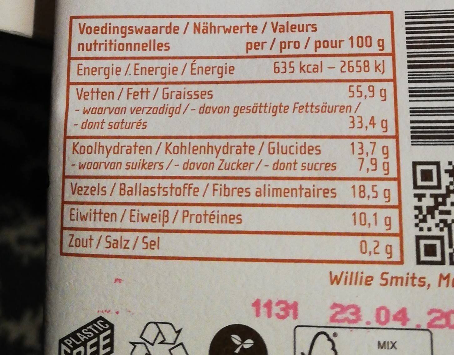 Chocolat pur 92 - Voedingswaarden