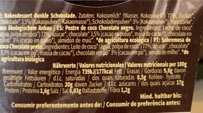Happy Coco vegan Dessert Dark Chocolate - Näringsfakta - de
