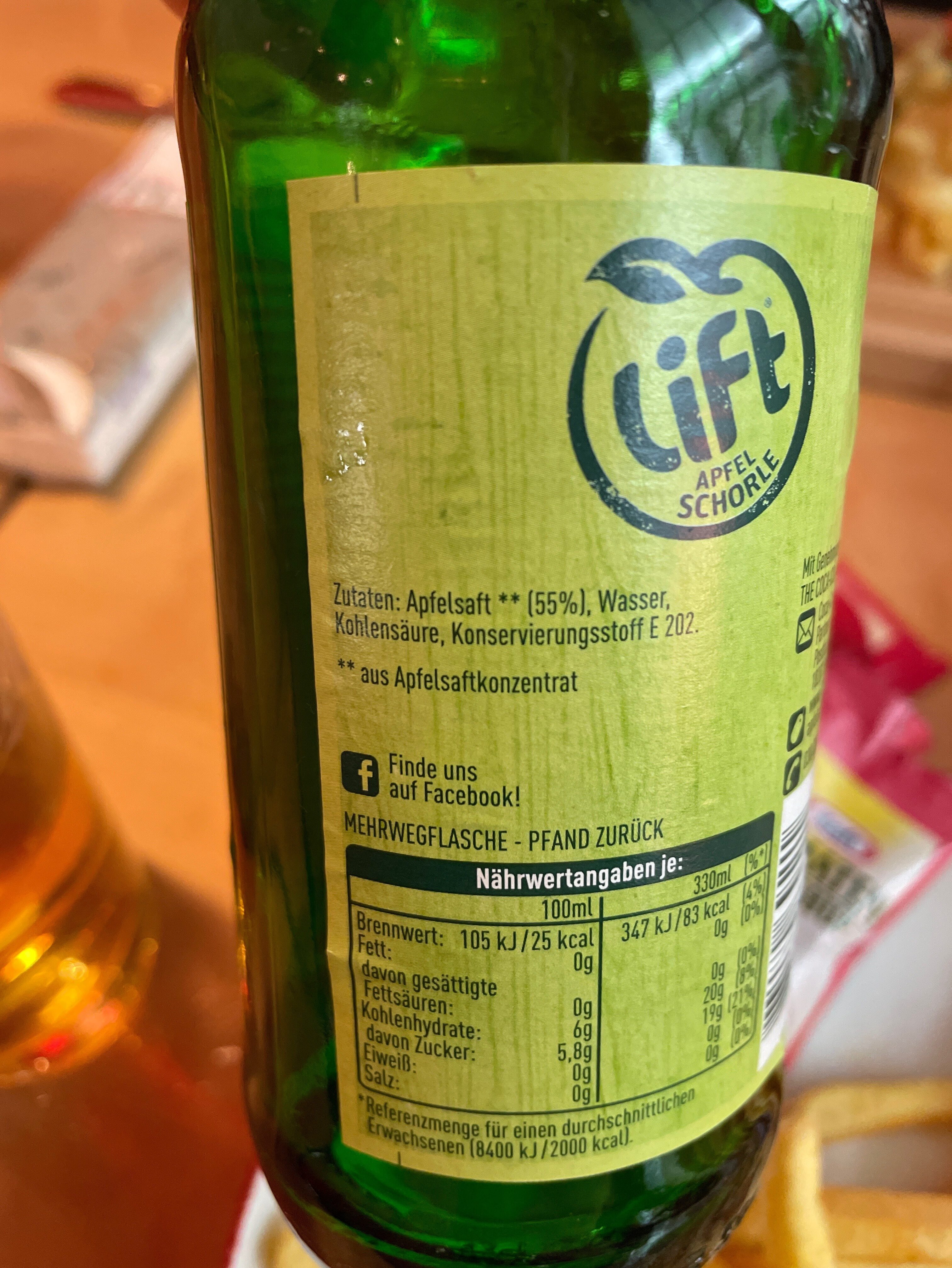 Lift Apfelschorle - Ingredients - fr
