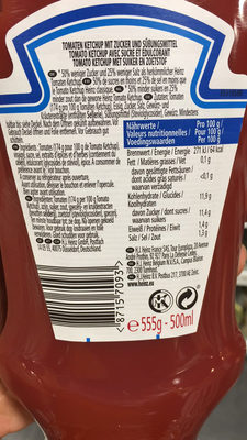 Heinz ketchup 50% moins sucres - Ingrédients