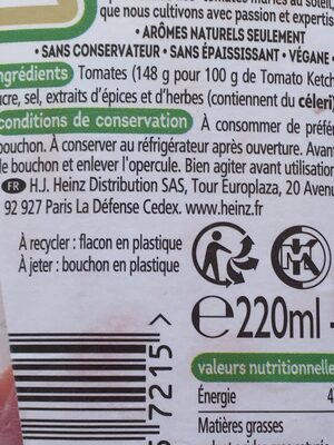 Heinz Ketchup klein - Instruction de recyclage et/ou informations d'emballage
